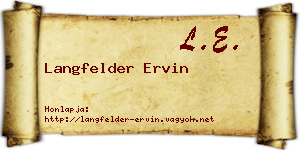 Langfelder Ervin névjegykártya